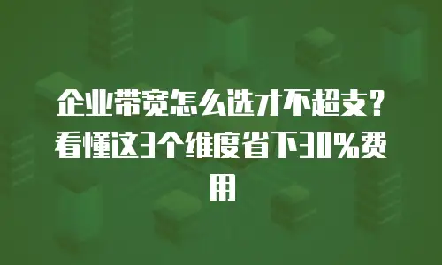 企业带宽怎么选才不超支？看懂这3个维度省下30%费用