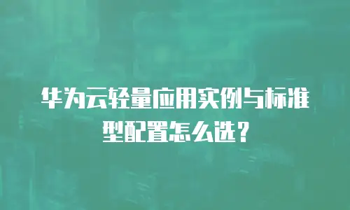 华为云轻量应用实例与标准型配置怎么选？