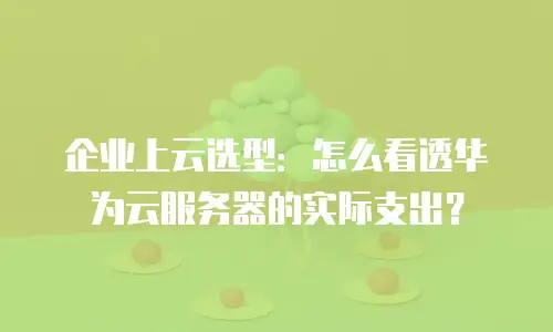 企业上云选型：怎么看透华为云服务器的实际支出？