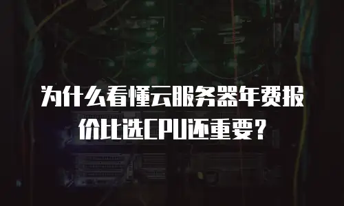 为什么看懂云服务器年费报价比选CPU还重要？