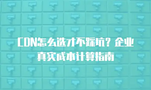 CDN怎么选才不踩坑？企业真实成本计算指南