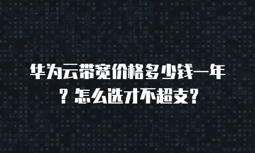 华为云带宽价格多少钱一年？怎么选才不超支？