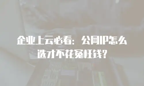 企业上云必看：公网IP怎么选才不花冤枉钱？