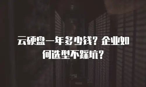 云硬盘一年多少钱？企业如何选型不踩坑？