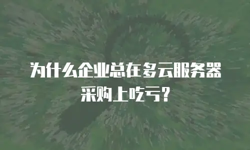 为什么企业总在多云服务器采购上吃亏？