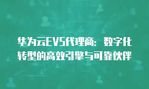 华为云EVS代理商：数字化转型的高效引擎与可靠伙伴