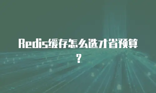 Redis缓存怎么选才省预算？