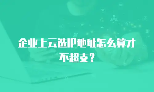 企业上云选IP地址怎么算才不超支？