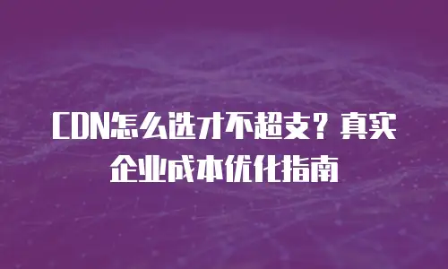 CDN怎么选才不超支？真实企业成本优化指南