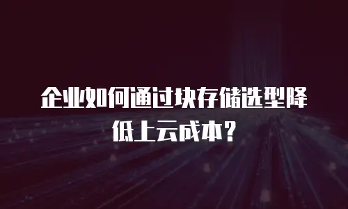 企业如何通过块存储选型降低上云成本？