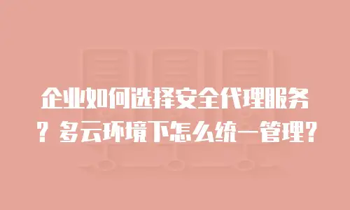 企业如何选择安全代理服务？多云环境下怎么统一管理？