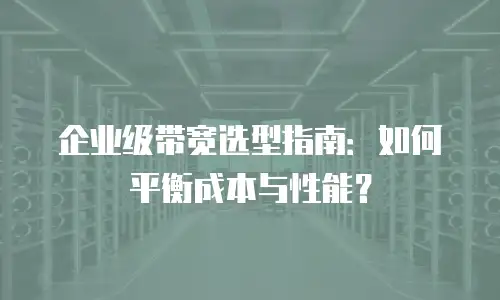 企业级带宽选型指南：如何平衡成本与性能？