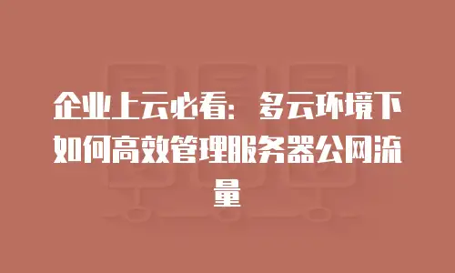 企业上云必看：多云环境下如何高效管理服务器公网流量