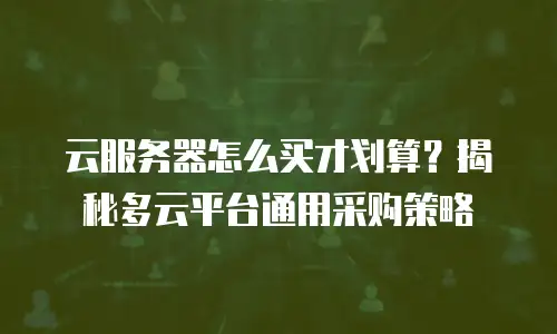 云服务器怎么买才划算？揭秘多云平台通用采购策略