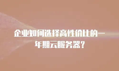 企业如何选择高性价比的一年期云服务器？