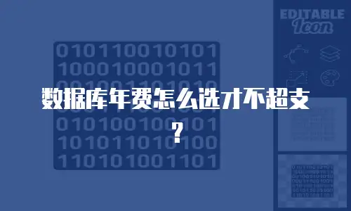 数据库年费怎么选才不超支？