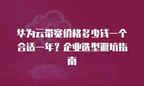 华为云带宽价格多少钱一个合适一年？企业选型避坑指南