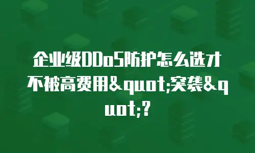企业级DDoS防护怎么选才不被高费用"突袭"？