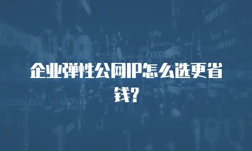 企业弹性公网IP怎么选更省钱？