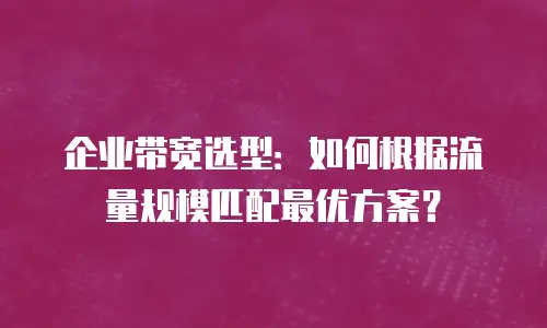 企业带宽选型：如何根据流量规模匹配最优方案？
