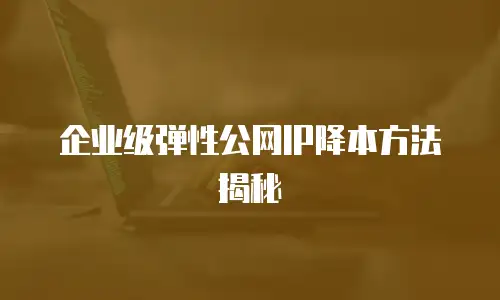 企业级弹性公网IP降本方法揭秘