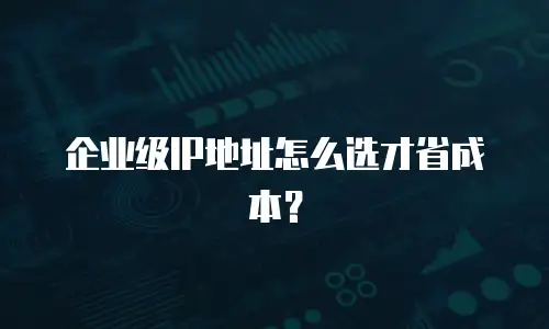 企业级IP地址怎么选才省成本？