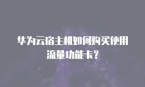 华为云宿主机如何购买使用流量功能卡？