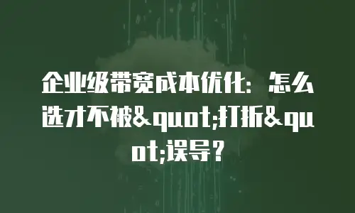 企业级带宽成本优化：怎么选才不被