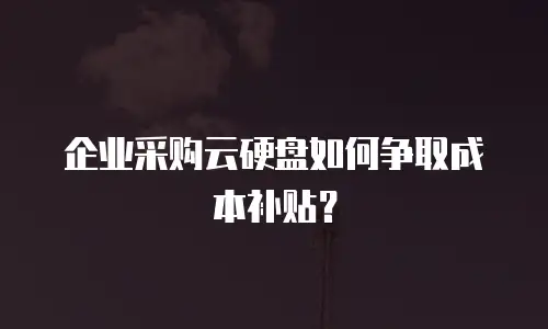 企业采购云硬盘如何争取成本补贴？
