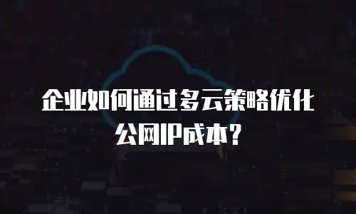 企业如何通过多云策略优化公网IP成本？