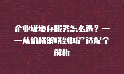 企业级缓存服务怎么选？&mdash;&mdash;从价格策略到国产适配全解析