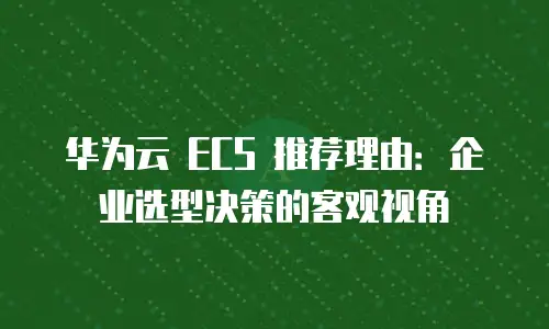 华为云 ECS 推荐理由：企业选型决策的客观视角
