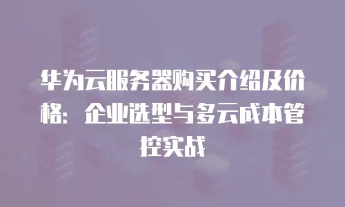 华为云服务器购买介绍及价格：企业选型与多云成本管控实战