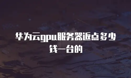 华为云gpu服务器返点多少钱一台的