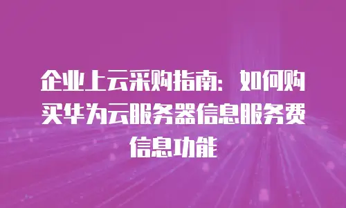 企业上云采购指南：如何购买华为云服务器信息服务费信息功能