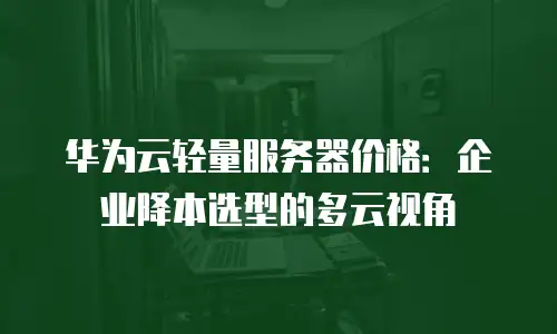 华为云轻量服务器价格：企业降本选型的多云视角