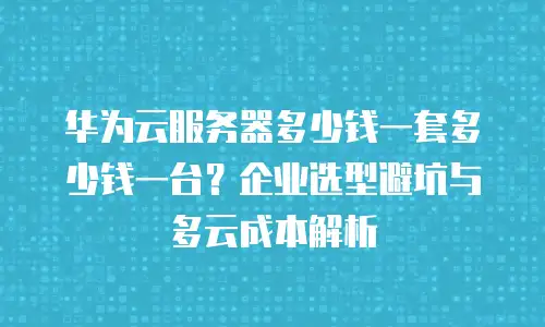 华为云服务器多少钱一套多少钱一台？企业选型避坑与多云成本解析