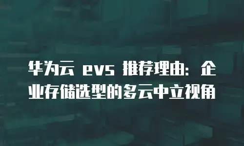 华为云 evs 推荐理由：企业存储选型的多云中立视角