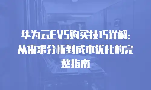 华为云EVS购买技巧详解：从需求分析到成本优化的完整指南