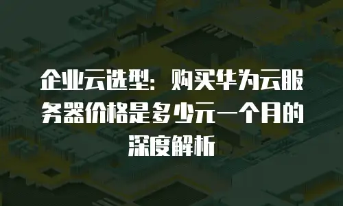企业云选型：购买华为云服务器价格是多少元一个月的深度解析