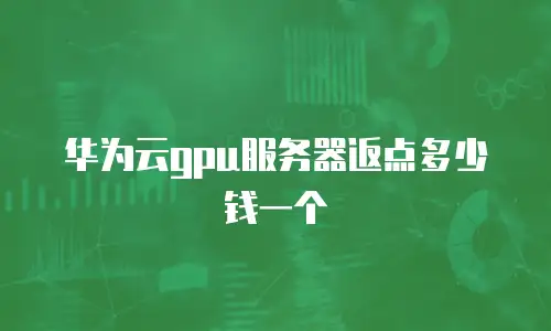 华为云gpu服务器返点多少钱一个