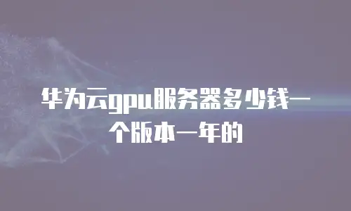 华为云gpu服务器多少钱一个版本一年的