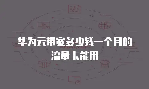华为云带宽多少钱一个月的流量卡能用