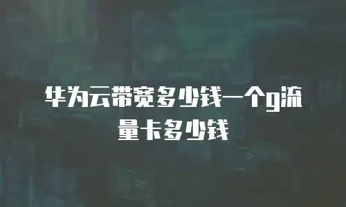 华为云带宽多少钱一个g流量卡多少钱