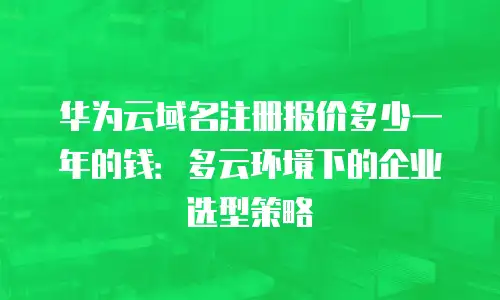 华为云域名注册报价多少一年的钱：多云环境下的企业选型策略