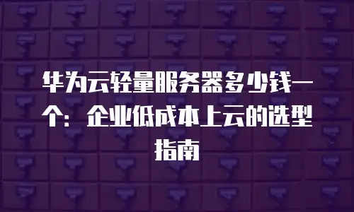 华为云轻量服务器多少钱一个：企业低成本上云的选型指南