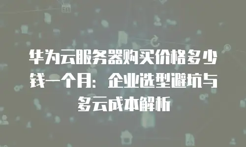 华为云服务器购买价格多少钱一个月：企业选型避坑与多云成本解析