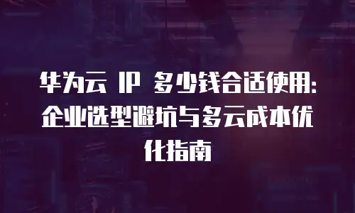 华为云 IP 多少钱合适使用：企业选型避坑与多云成本优化指南