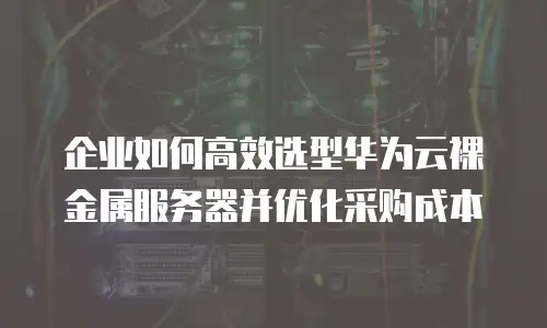 企业如何高效选型华为云裸金属服务器并优化采购成本