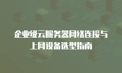 企业级云服务器网络连接与上网设备选型指南